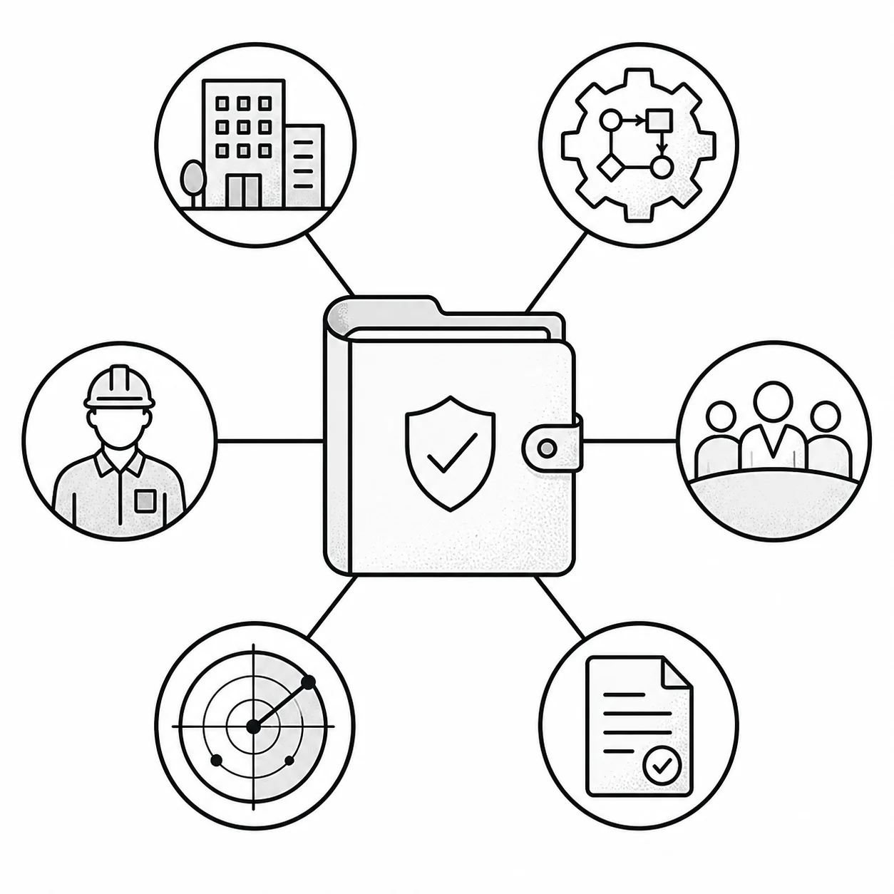 Operational signals move through a dossier machine and emerge as actionable records.